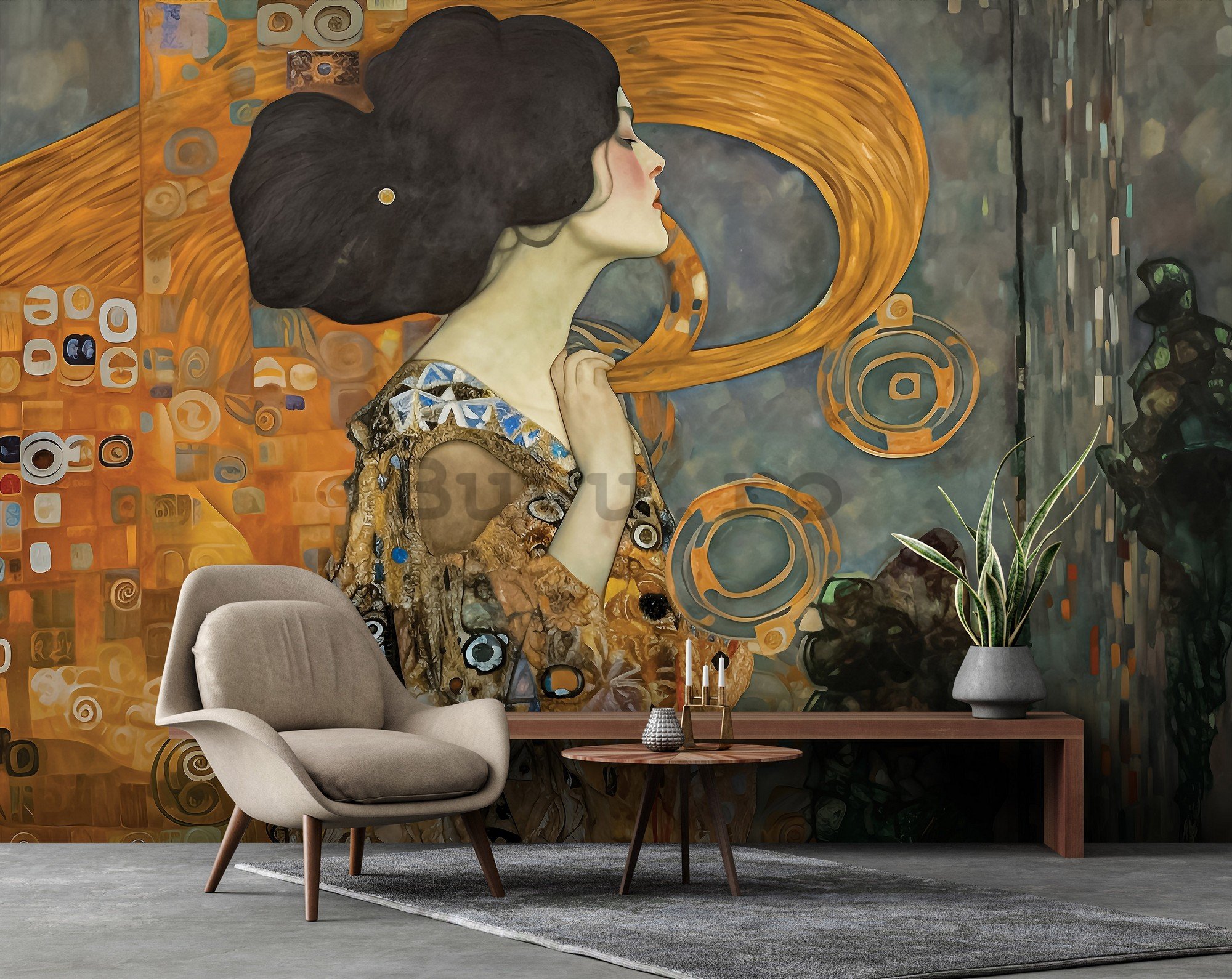 Fototapet vlies: Imitation painting woman Klimt - 368x254 cm